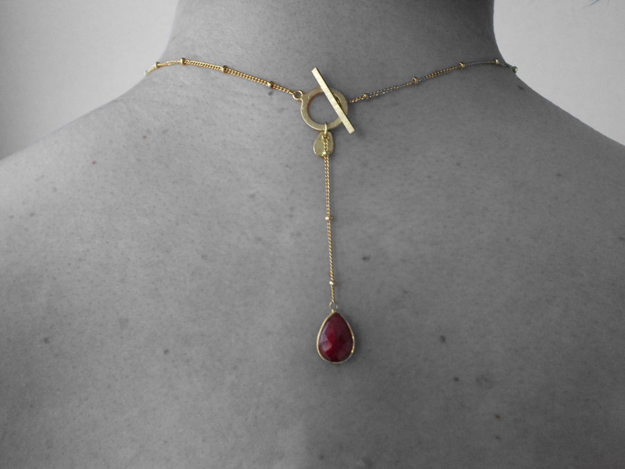 Six Drop Ruby Choker Necklace Necklace Rosie Odette Jewellery