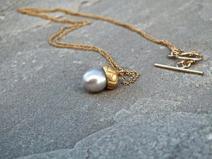 Silver & Gold Pearl Acorn Necklace Necklace 18 inch Rosie Odette Jewellery