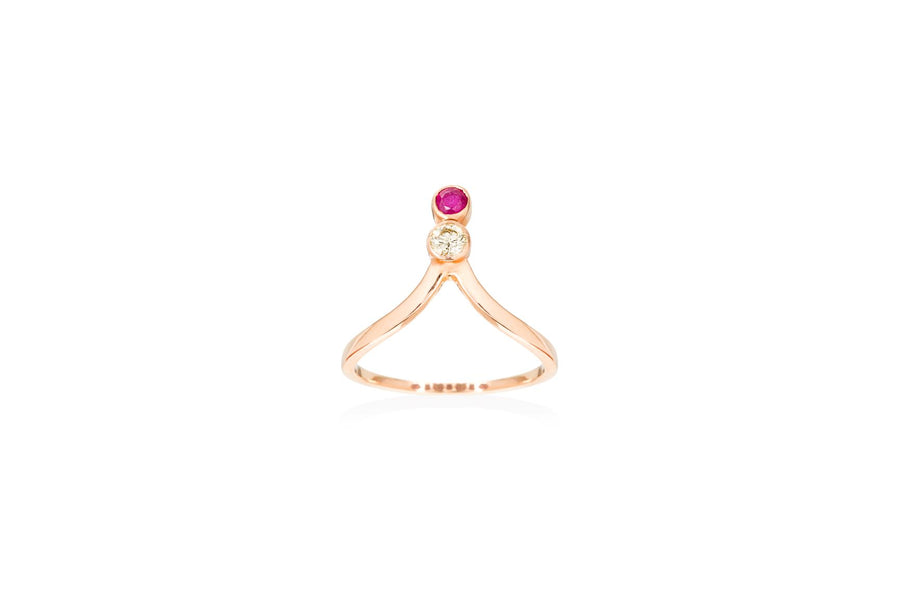 Rose Gold Ruby & Diamond Healing Queen Cocktail Ring Ring Rosie Odette Jewellery