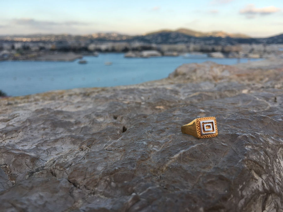 Warrior Greek Signet Ring Ring Size M Rosie Odette Jewellery