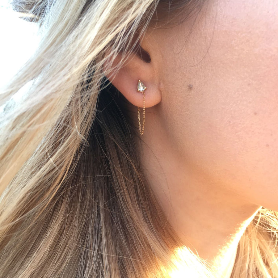 Gold & Rose Cut Diamond Chain Earrings Earring Rosie Odette Jewellery