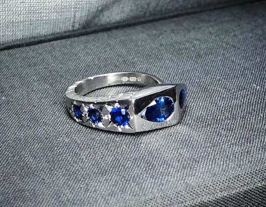 Blue Sapphire White Gold Snake Ring