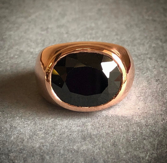 Bespoke Rose Gold Obsidian Signet Ring