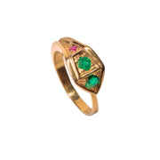 Emerald & Ruby Aztec Cobra Snake Ring Ring Rosie Odette Jewellery