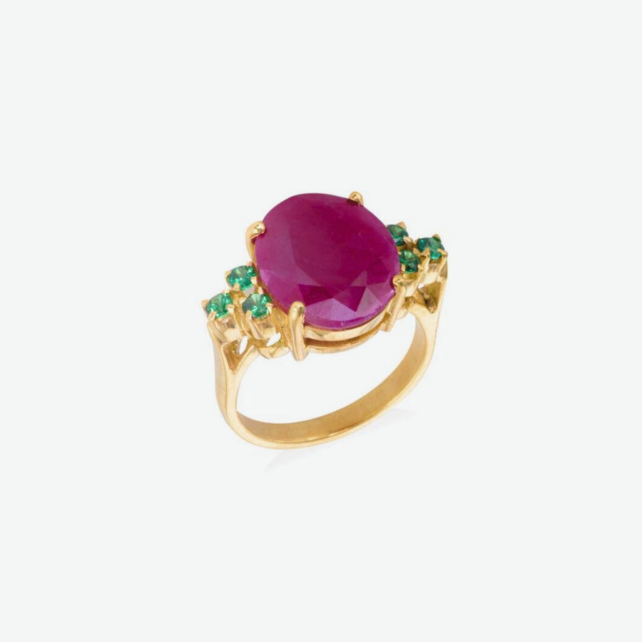 The Odette Gold Ruby & Emerald Ring Ring Rosie Odette Jewellery