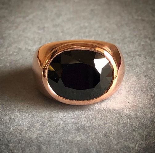 Bespoke Rose Gold Obsidian Signet Ring