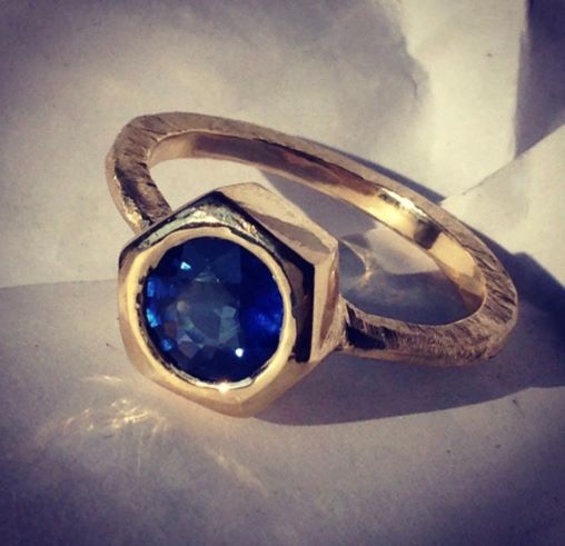 Gold & Blue Sapphire Ring Redesign from a Precious Family Heirloom