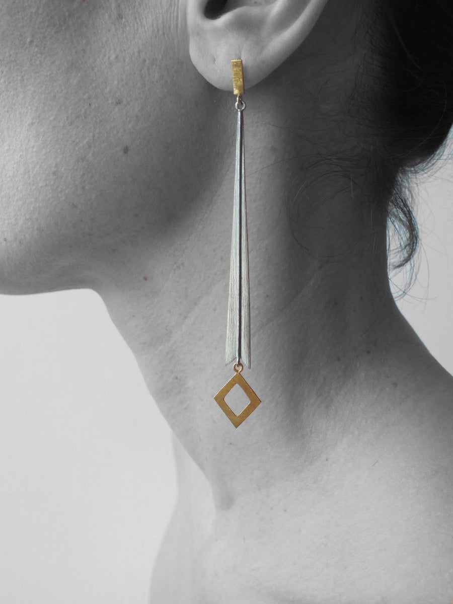 Silver & Gold Warrior Statuesque Earrings Earring Rosie Odette Jewellery