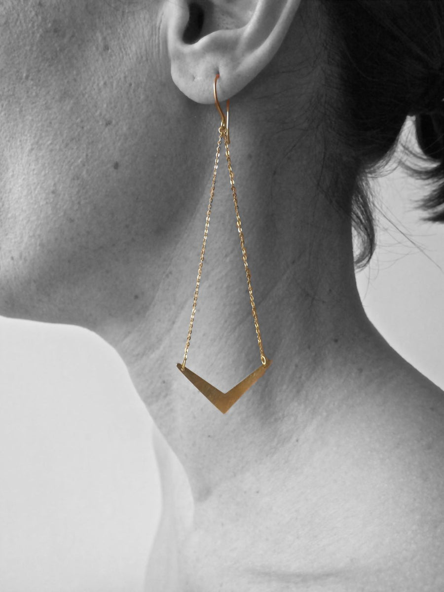 Silver & Gold Warrior Chain and Arrow Earrings Earring Rosie Odette Jewellery