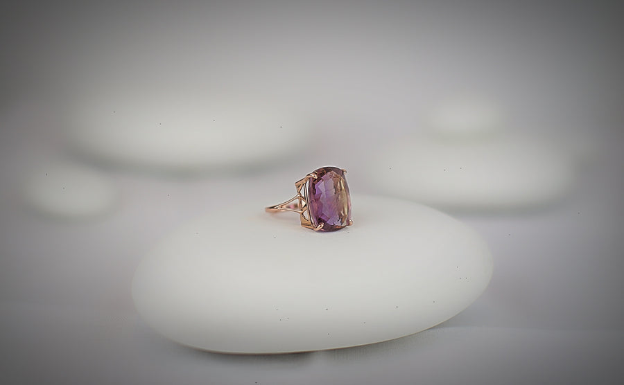 Rose Gold Ametrine Queen Cocktail Ring Ring Rosie Odette Jewellery