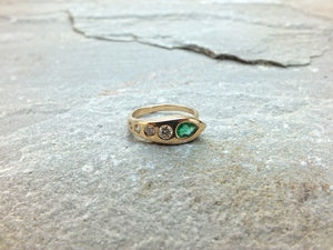 Queen Cleopatra Emerald, Diamond & Gold Snake Ring Ring Rosie Odette Jewellery