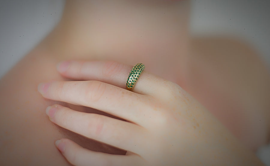 Gold Emerald Queen Of Crowns Cocktail Ring Ring Rosie Odette Jewellery