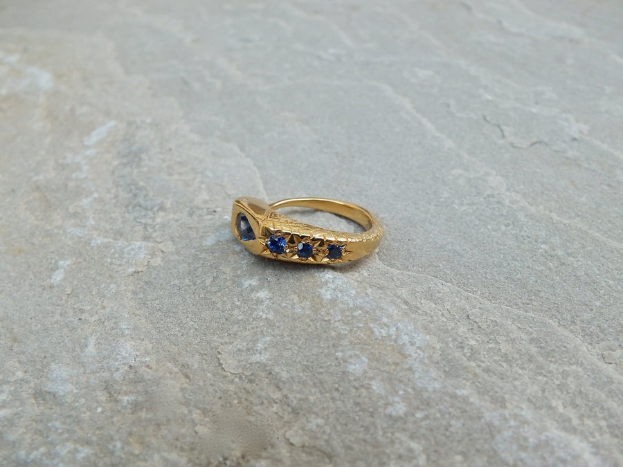 Gold & Blue Sapphire Egyptian Princess Snake Ring Ring Rosie Odette Jewellery