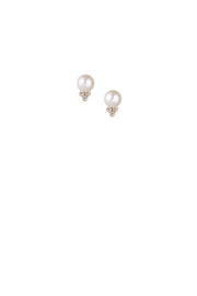 Pearl & White Sapphire Stud Earrings Earring Rosie Odette Jewellery