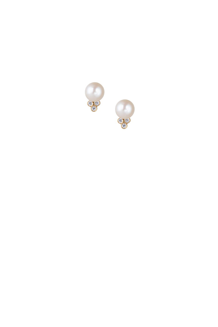 Pearl & White Sapphire Stud Earrings Earring Rosie Odette Jewellery