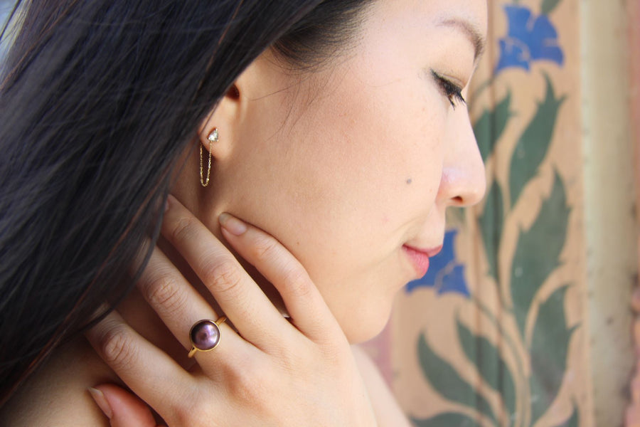 Gold & Rose Cut Diamond Chain Earrings Earring Rosie Odette Jewellery