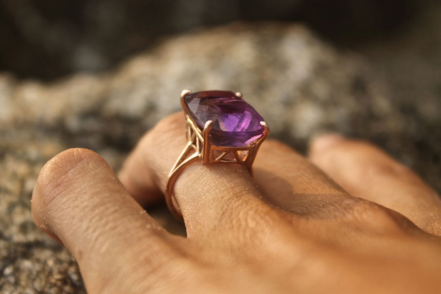 Rose Gold Ametrine Queen Cocktail Ring Ring Rosie Odette Jewellery