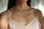 Silver & Gold Triple Pearl Drop Necklace Necklace Rosie Odette Jewellery