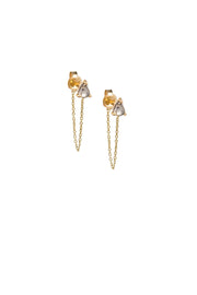 Gold & Rose Cut Diamond Chain Earrings Earring Rosie Odette Jewellery