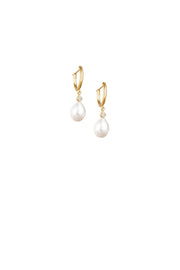 Pearl & White Sapphire Drop Earrings Earring Rosie Odette Jewellery