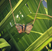 Limited Edition Bi-Colour Tourmaline Butterfly Gold Pendant Necklace Rosie Odette Jewellery